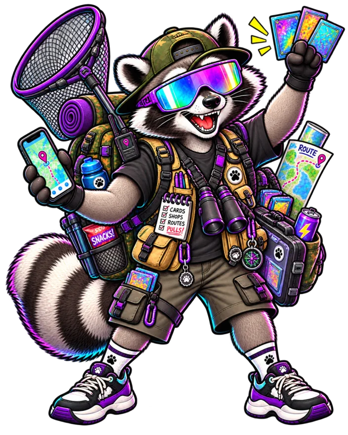 Hunter, Tamermap's raccoon card-hunting mascot.